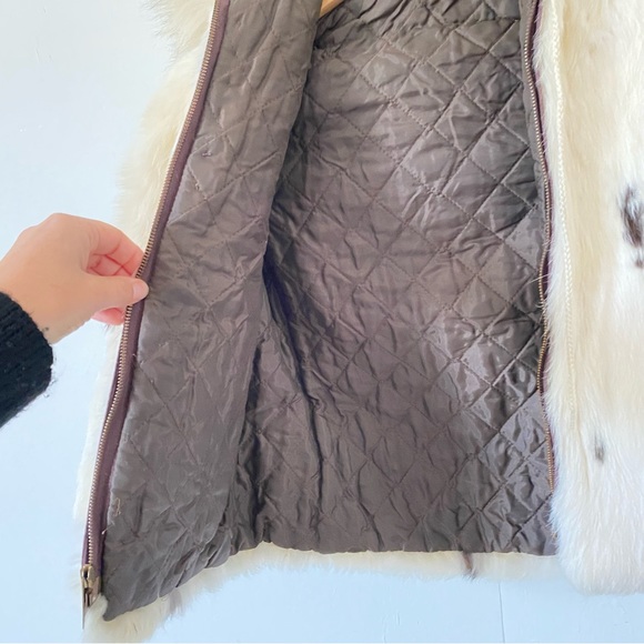 Vintage Rabbit Fur Coat Little Girls Kids Winter Hooded Jacket Cream 4 5 6 - Picture 6 of 11